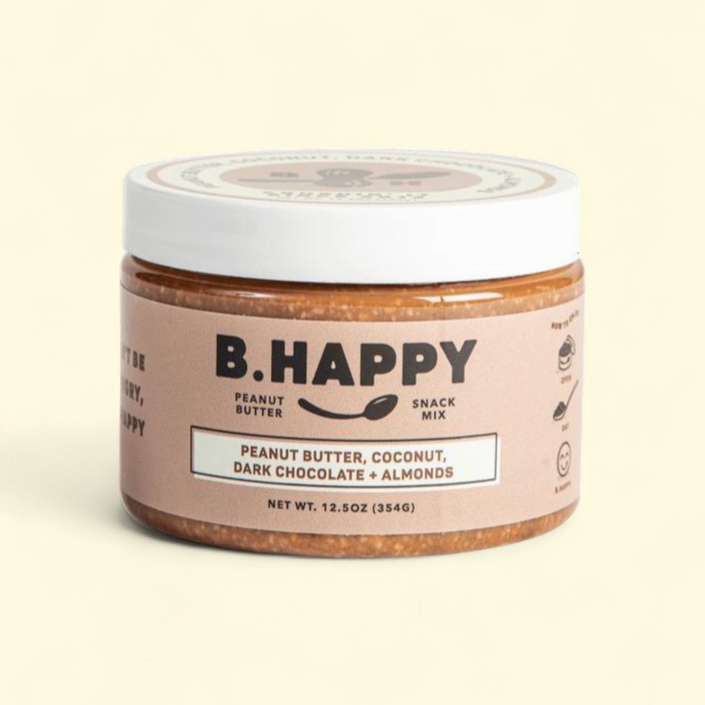 B Happy Peanut Butter, All Natural, Don't Worry - Coconut, Dark Chocolate, Almonds 12 oz.