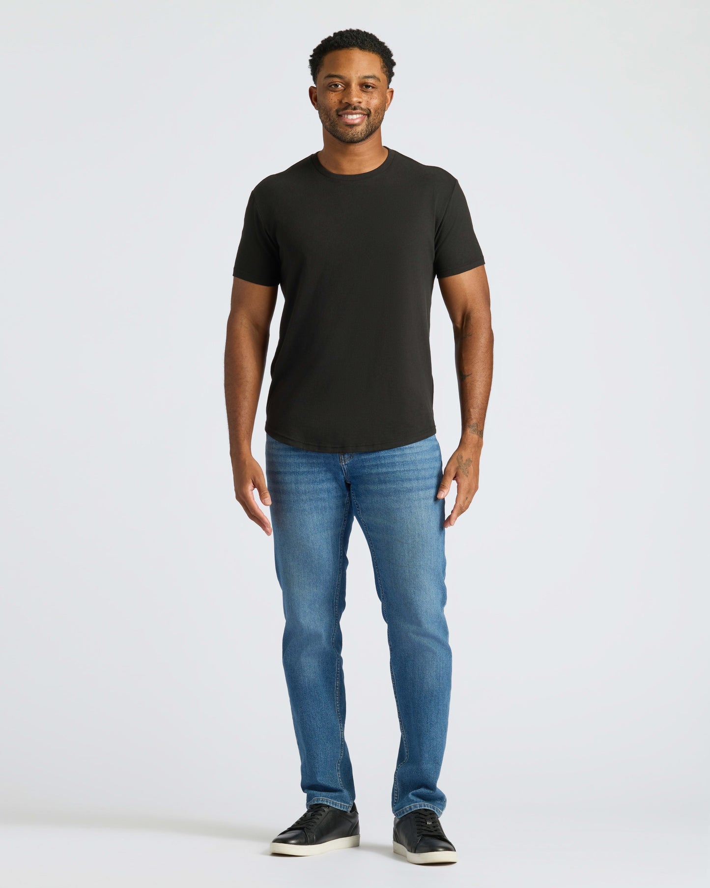 Black Curved Hem Classic Crew Neck 6-Pack