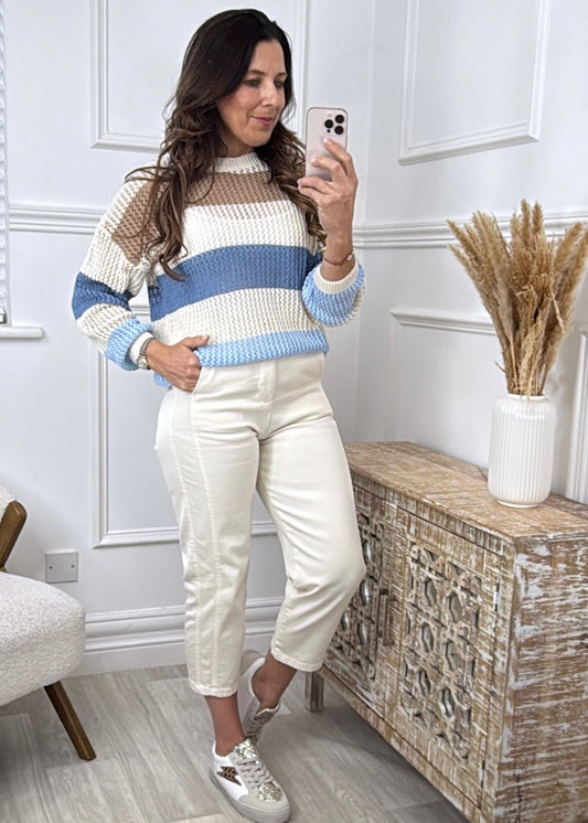 Blakely Beige Wide Stripes Jumper
