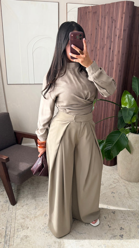 Pantalon palazzo I Taupe