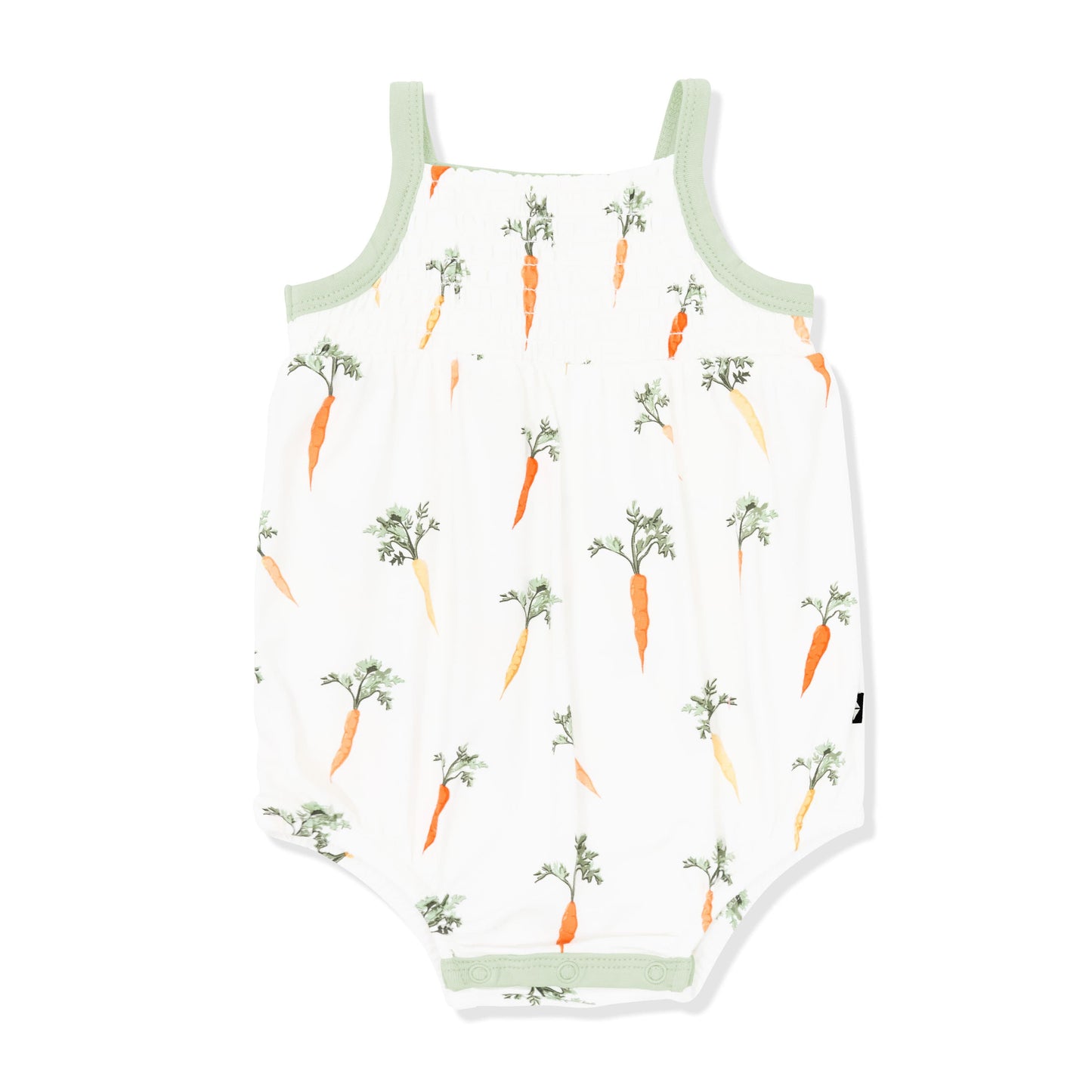 Smocked Bubble Romper in Carrot