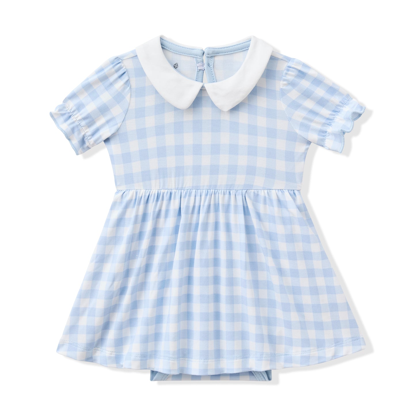 Peter Pan Collar Bodysuit Dress in Gingham Breeze