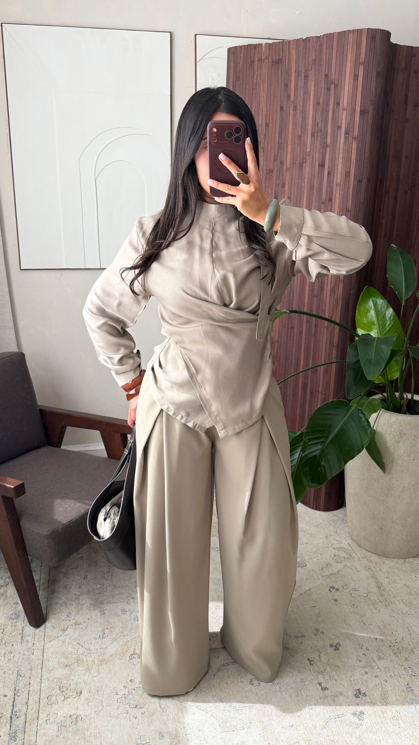 Pantalon palazzo I Taupe