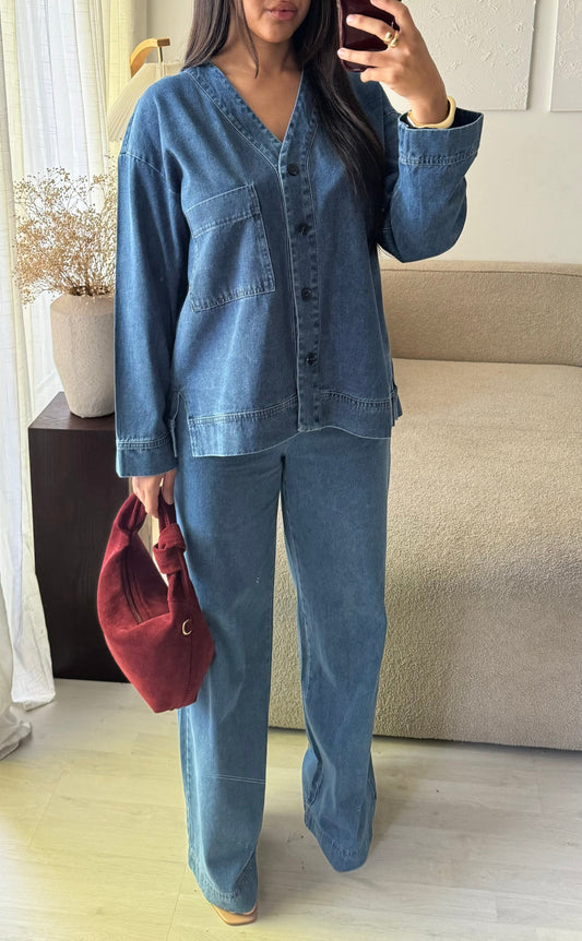 Veste En Jean A Boutons Rm 499 I Bleu Intermediaire
