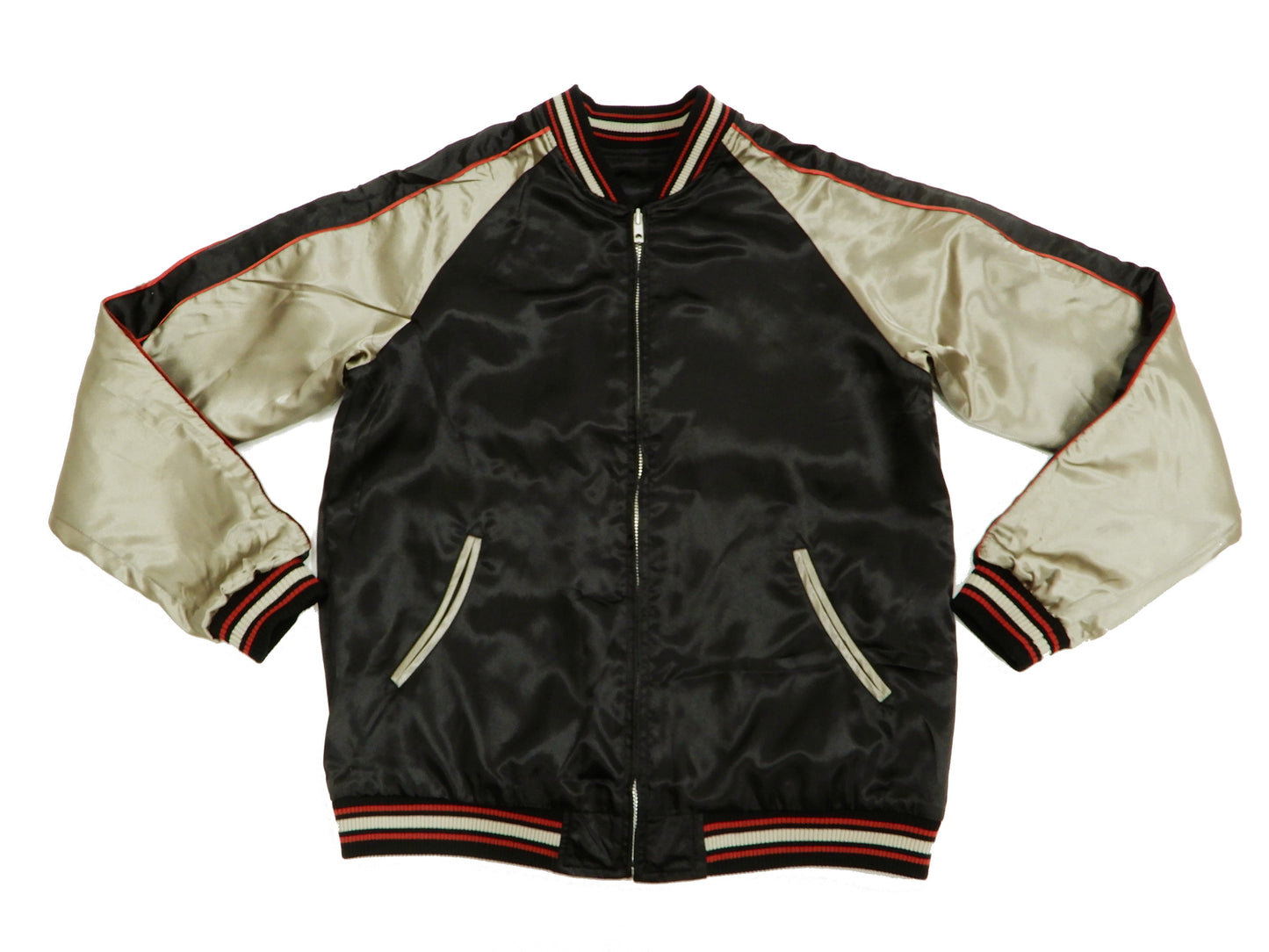 Japanesque Men's Japanese Souvenir Jacket Weeping Cherry Sukajan 3RSJ-038 Black/Beige