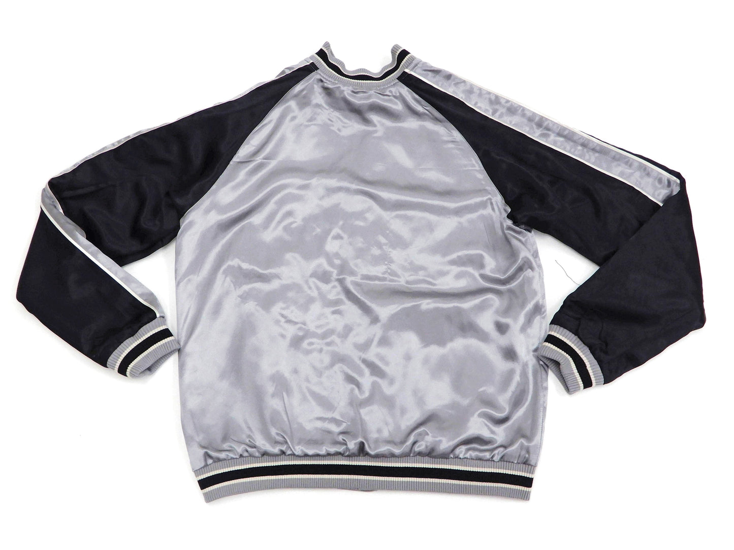 Japanesque Sukajan Men's Japanese Souvenir Jacket Japanese Bush Warbler 3RSJ-751 Gray/Black