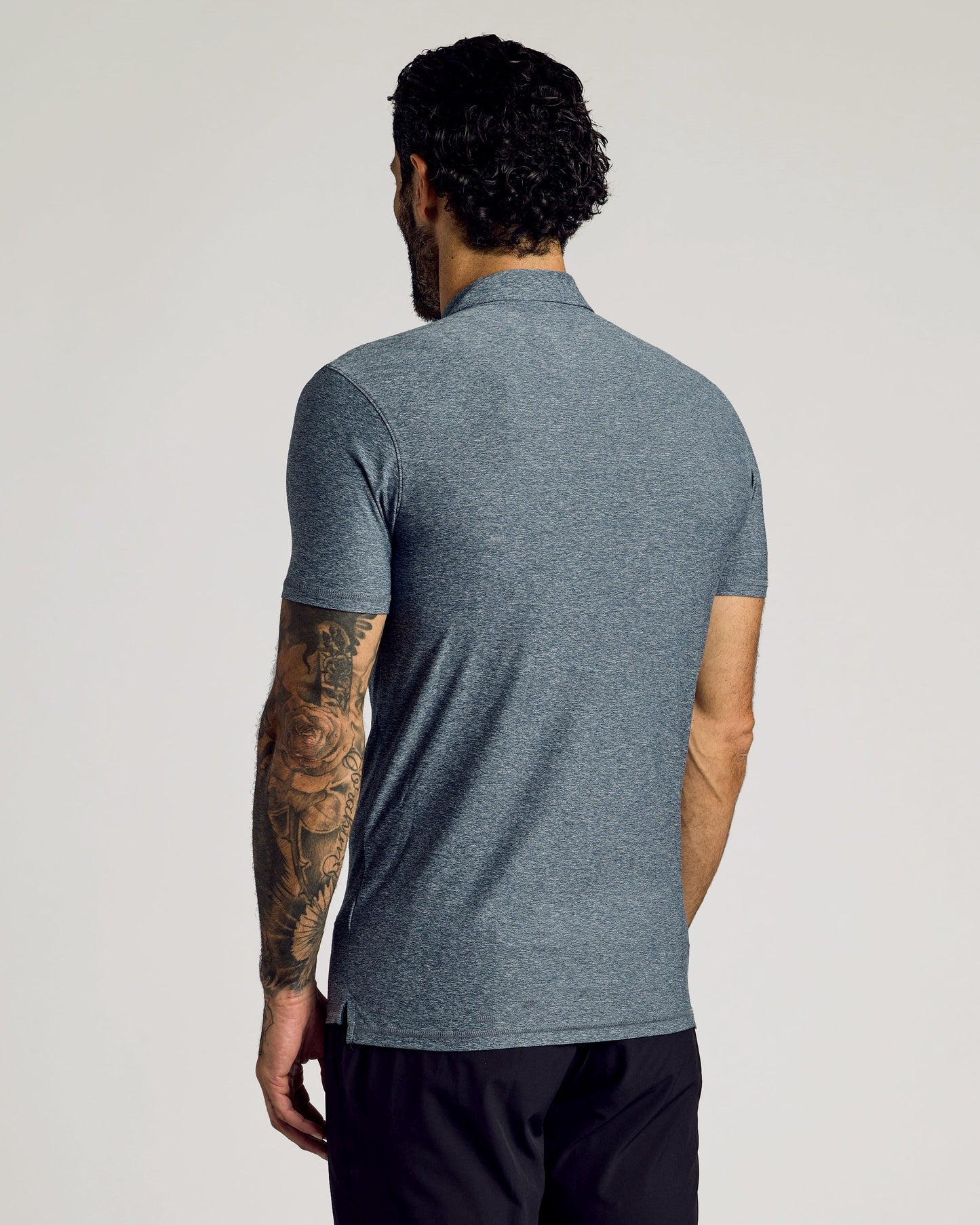 Heather Navy Short Sleeve Tall Active Polo