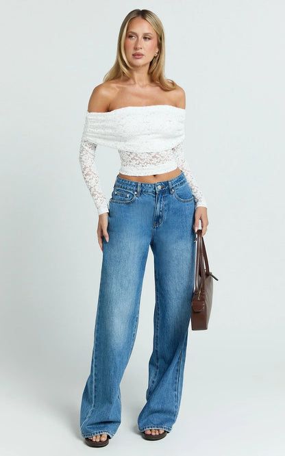 Estelle Jeans - Recycled Denim Low Rise Vintage Baggy Jeans in Dark Blue Wash