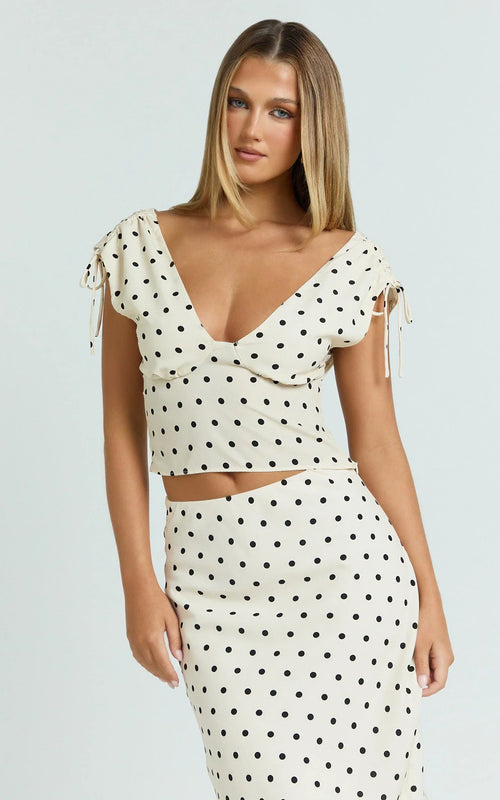 Elise Top - Gather Bust and Shoulder Strap Top in White
