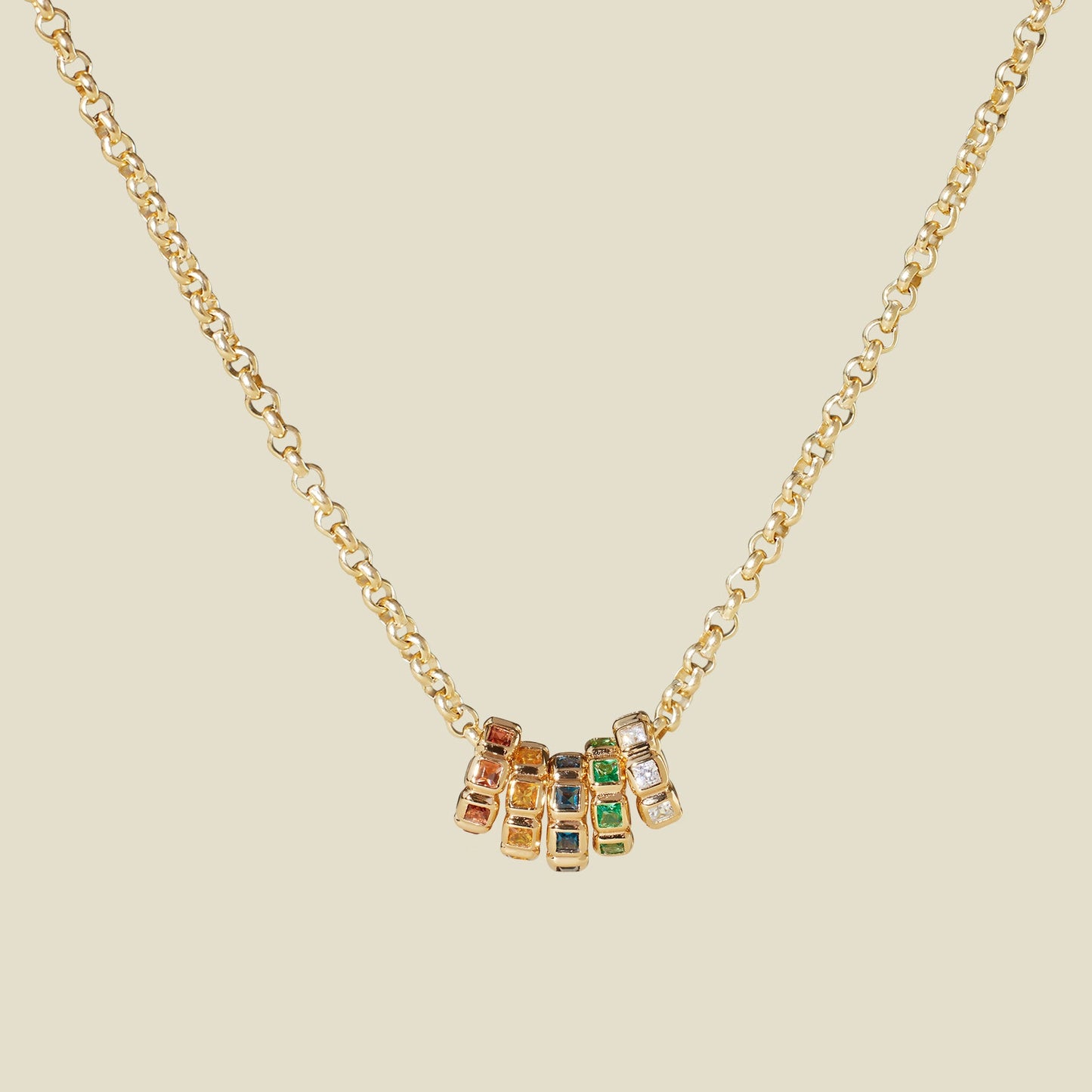 Birthstone Spacer Charm Stacker Necklace