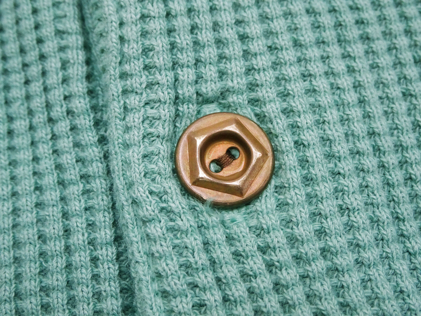 Studio D'Artisan Men's Heavyweight Waffle Knit Thermal Henley Long Sleeve T-Shirt - 100% Cotton, Ribbed Crew Neck Band, Ribbed Cuffs, Raw-edge hem, Made in Japan (SDA 9937) Emerald Green
