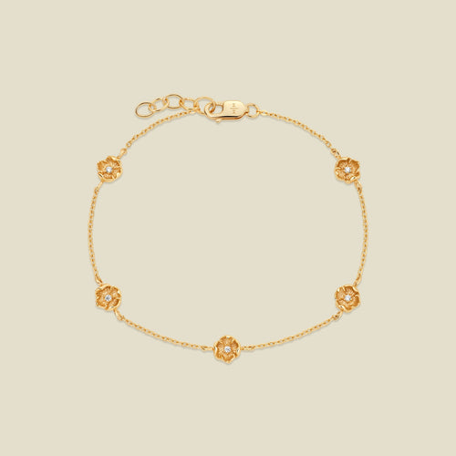 August CZ Birth Flower Station Bracelet