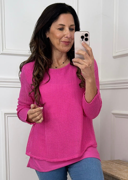 Lucia Fuchsia Double Layer Summer Sweater
