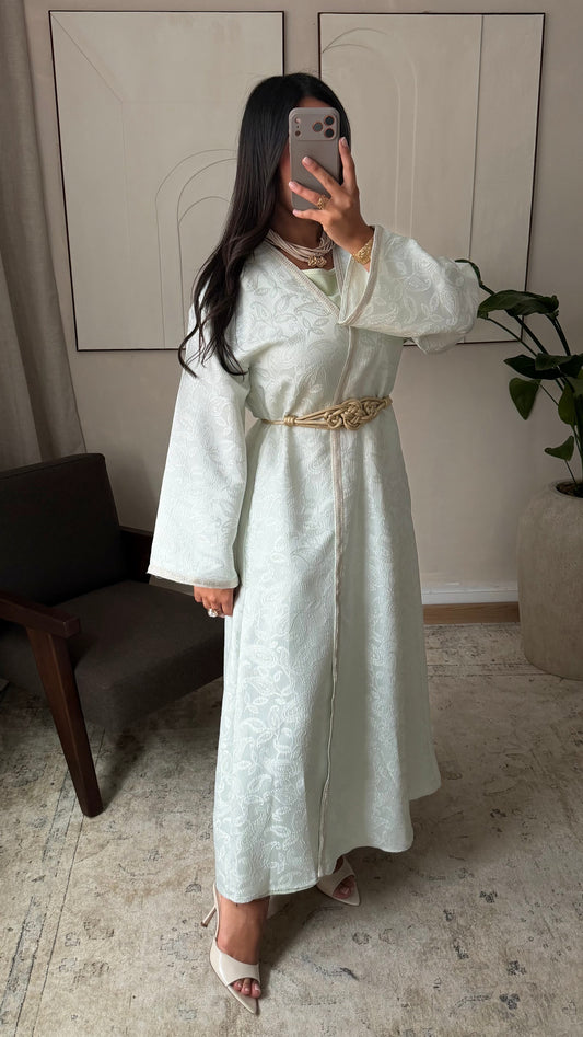 Abaya Kimono Ensemble Deux Piece Vert Deau 1