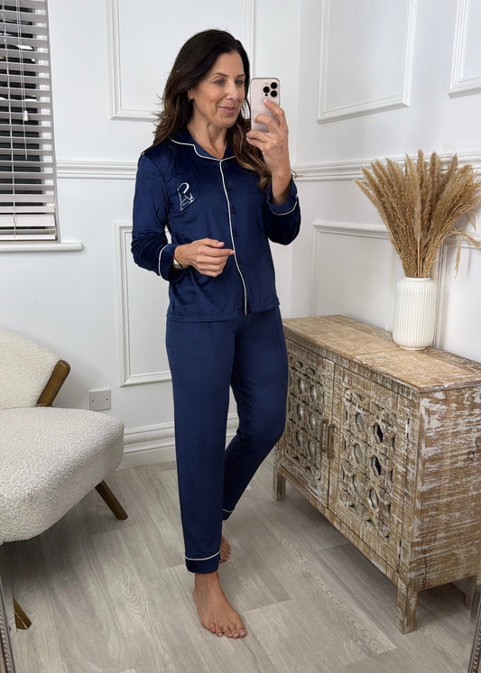 Indira Navy Velour Pajama