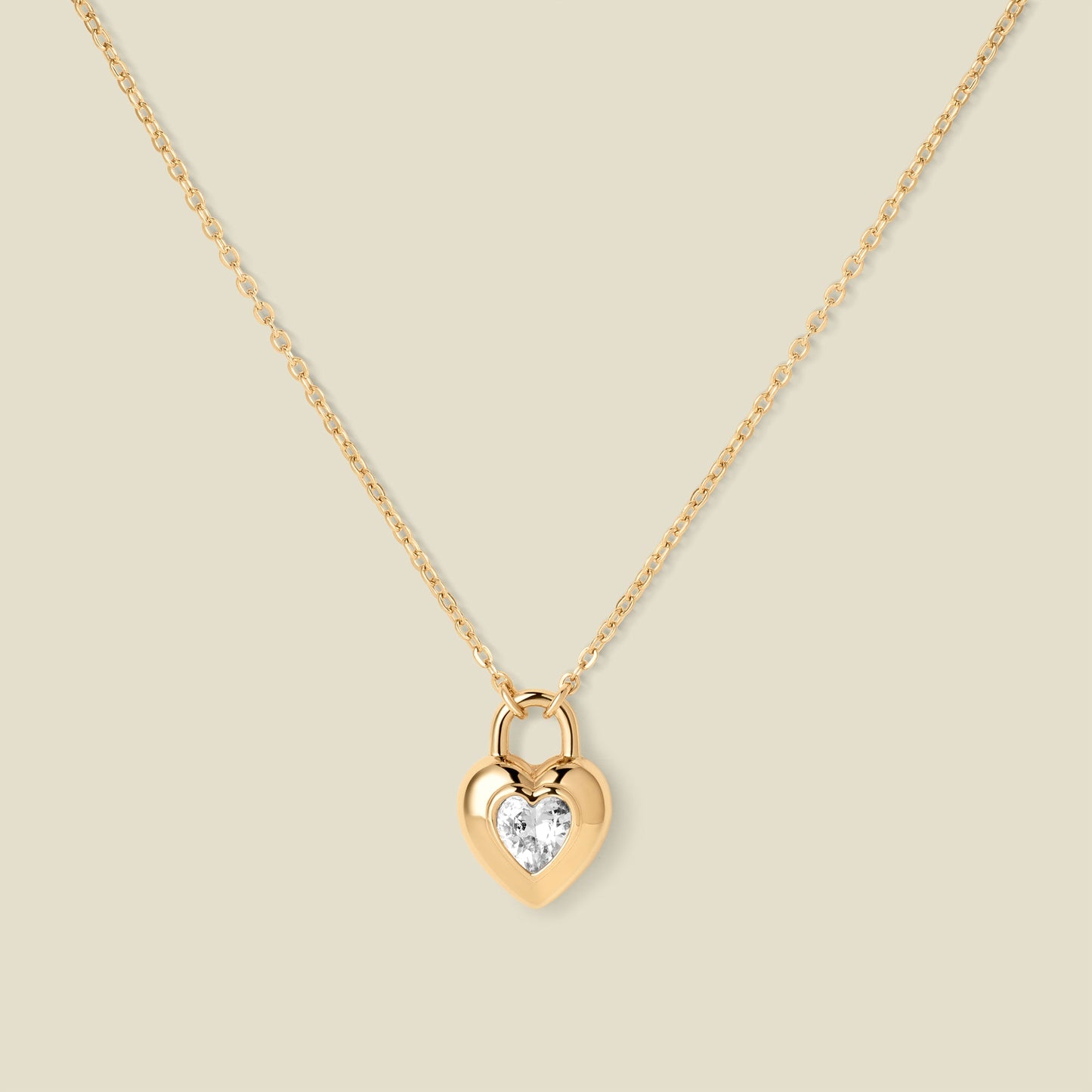 CZ Padlock Heart Necklace | Final Sale