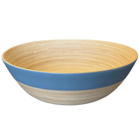 Bamboo Classic Large Serving Bowl (White, Blue)