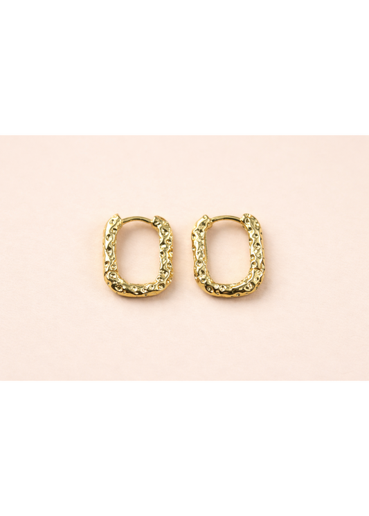 Tess Gold Textured Square Hoop Earrings