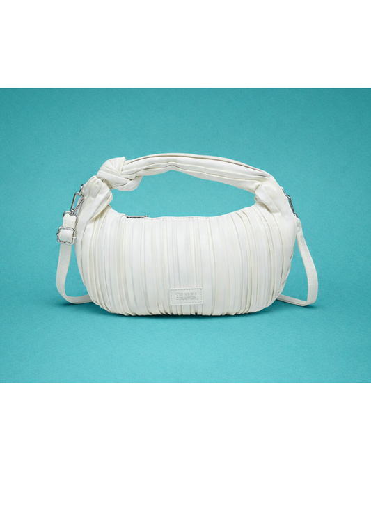 Rosie White Pleated Hobo Handbag