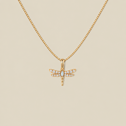 Opal Dragonfly Necklace