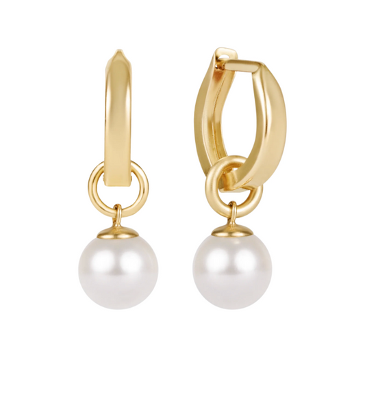 Enewton Huggie Gold Hoop Earring, Classic Pearl 8mm Charm