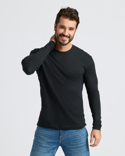 Black Classic Long Sleeve Crew Neck 6-Pack