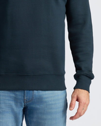 Navy Fleece French Terry Pullover Crew Neck