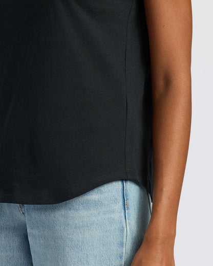 Womens Black Slub Scoop Neck Tee 4-Pack