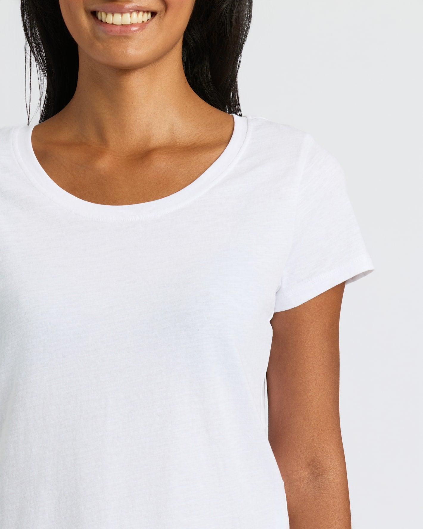 Womens White Slub Scoop Neck Tee