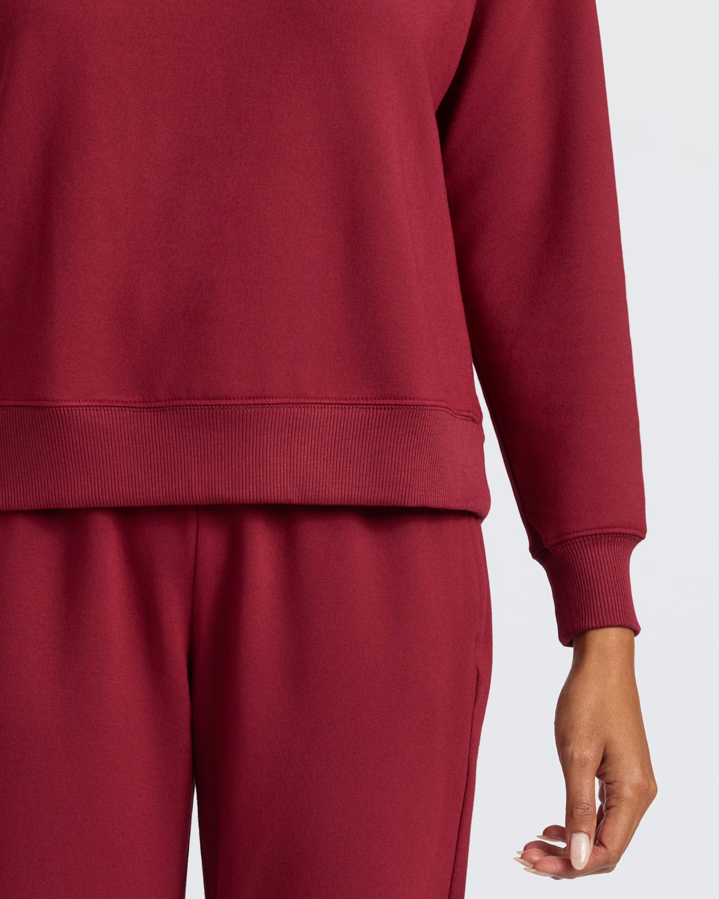 Womens Dark Maroon Slouch Pullover Crew