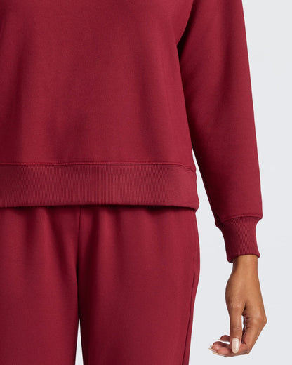 Womens Dark Maroon Slouch Pullover Crew