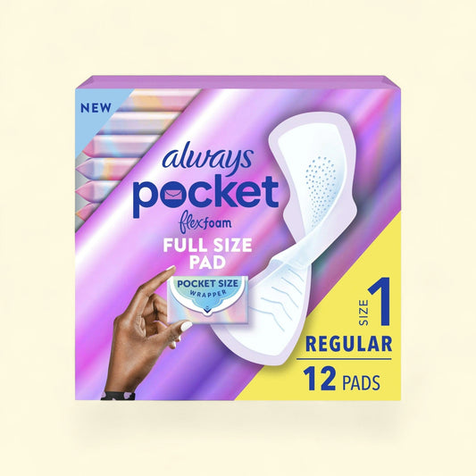 Always Pocket Feminine Pads with FlexFoam, Size 1, Regular, 12 Count