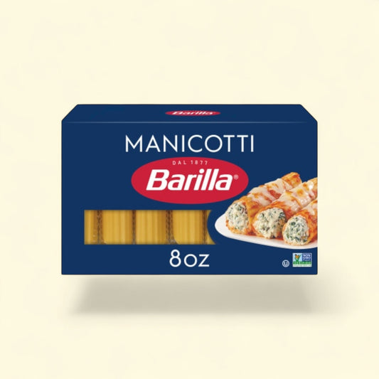 Barilla Manicotti Pasta, Quality Non-GMO and Kosher Certified, 8 oz