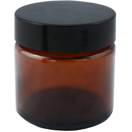 Amber Glass Round Jar with Black Lid - 50ml