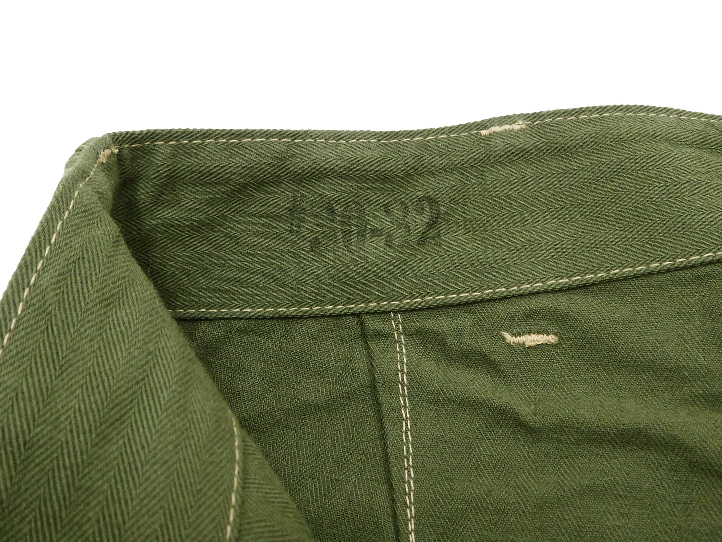 Buzz Rickson Herringbone Pants Men's Baggy Straight, Button Fly, Olive - U.S. Marine Corps M-1941 Utility Trousers Repro