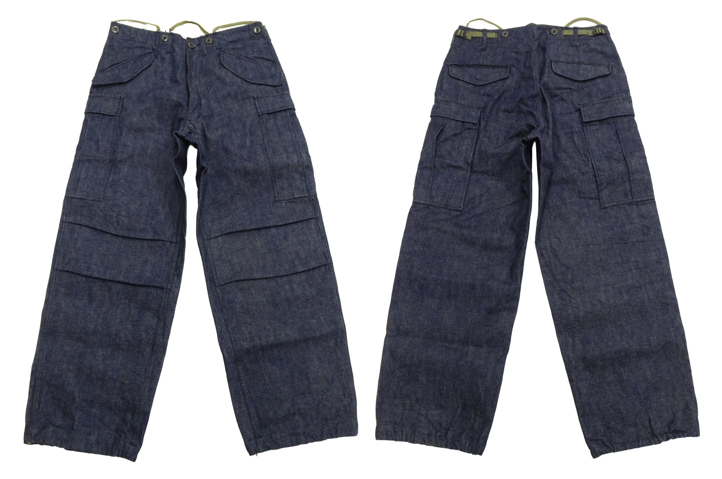 Buzz Rickson Men's Denim M-51 Field Trousers - Military-Inspired Baggy Cargo Pants in Indigo Denim - Made in Japan (BR42586 421A One Wash)
