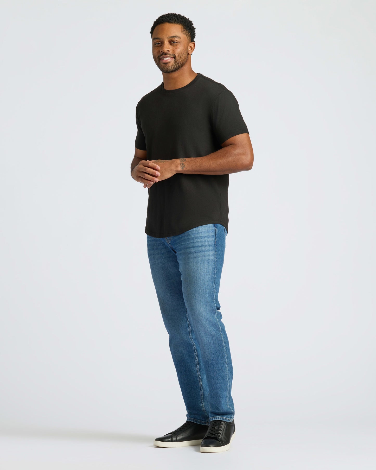 Black Curved Hem Classic Crew Neck 6-Pack