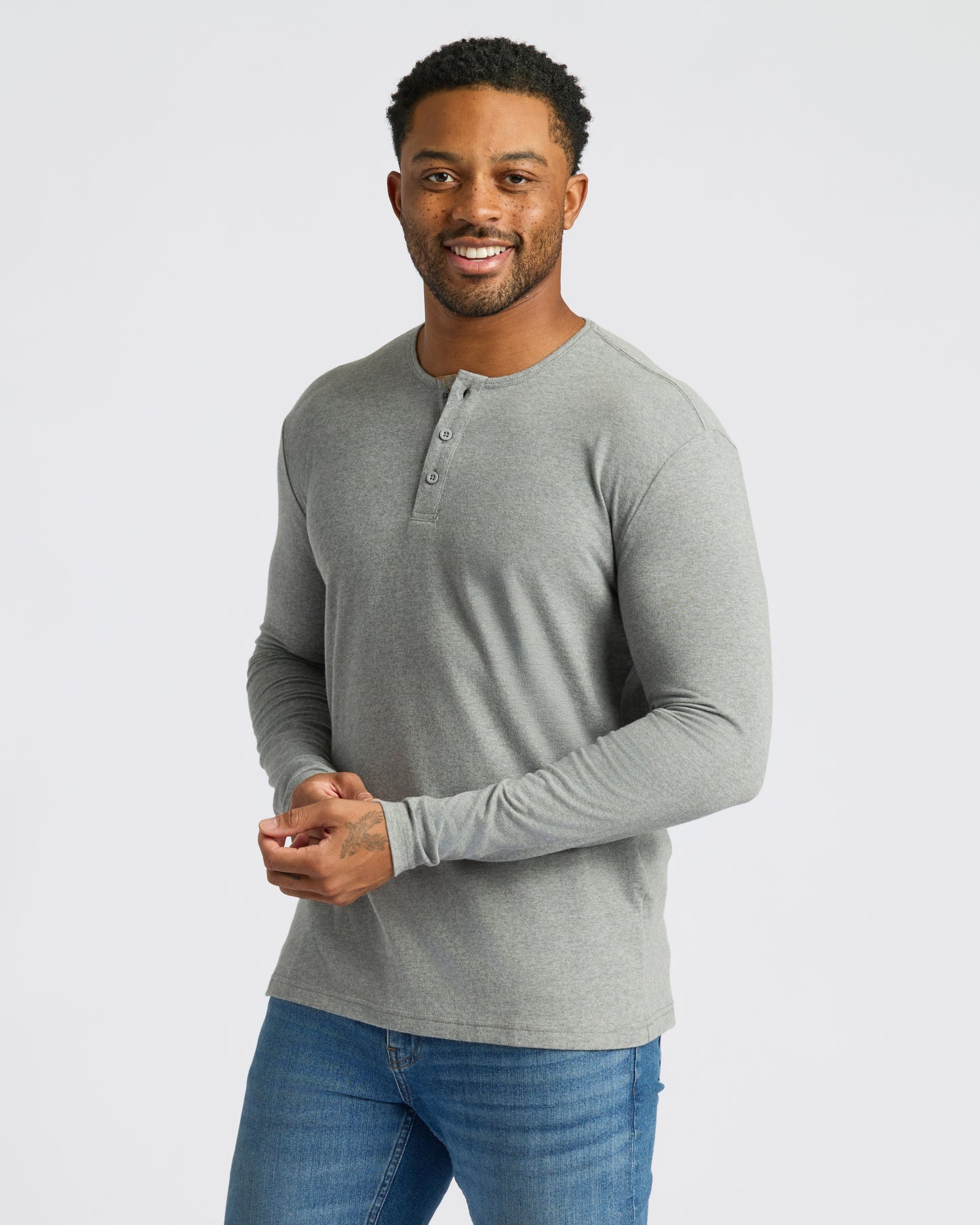 Heather Gray Classic Long Sleeve Henley