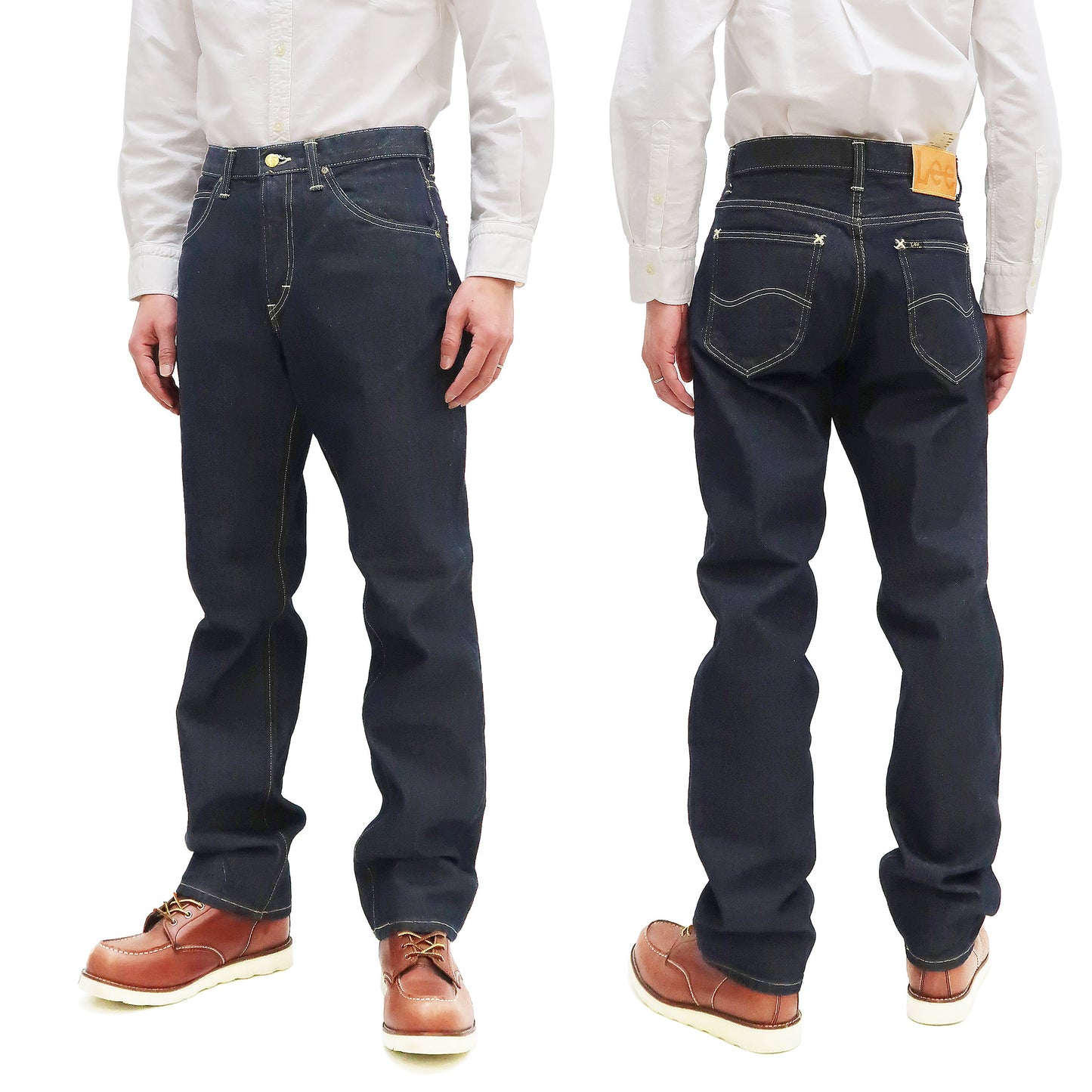 Lee Jeans 101Z with Zip fly Men's Regular Fit Straight Jeans LM8101 Made in Japan LM8101-500 One-Washed Deep Blue Indigo Denim