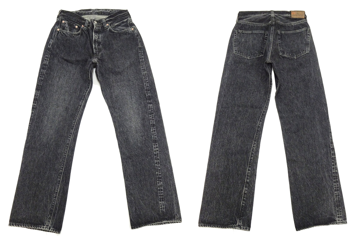 Sugar Cane Black Denim Jeans SC42460H Men's Classic Regular Straight Fit 14.25 oz. Pre-Aged Black Denim Pants 1947 Model