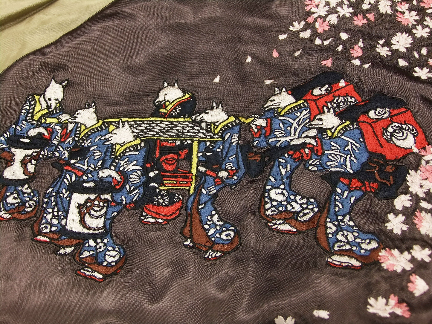 Hanatabi Gakudan Men's Japanese Souvenir Jacket Fox's Wedding Sukajan Script SSJ-511
