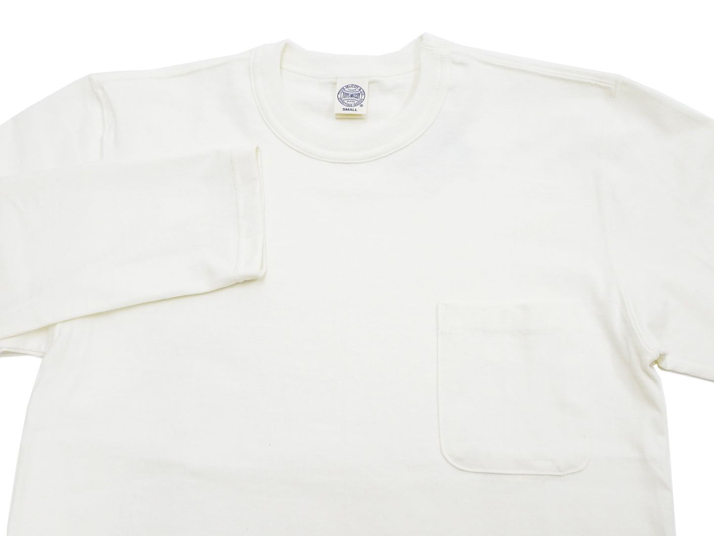 TOYS McCOY Steve McQueen Inspired Long Sleeve Pocket T-Shirt - Men's Solid Color Loopwheeled Tee - TMC2543 011 Off-White