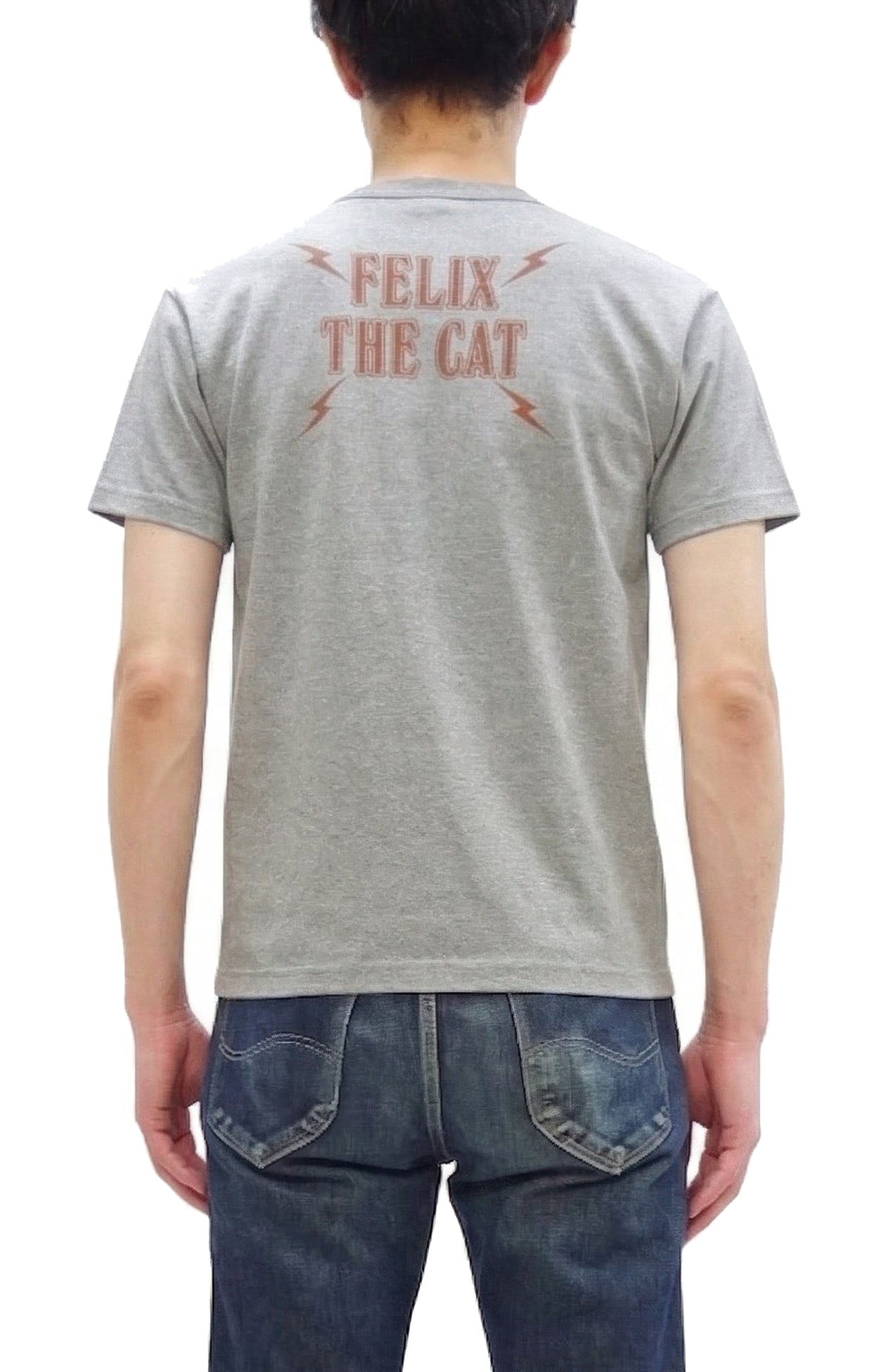 TOYS McCOY Men's Felix the Cat Short-Sleeve Graphic T-Shirt, Garment-Dyed Loopwheel Tubular Tee, Made in Japan (TMC2603 020 Ash Gray)