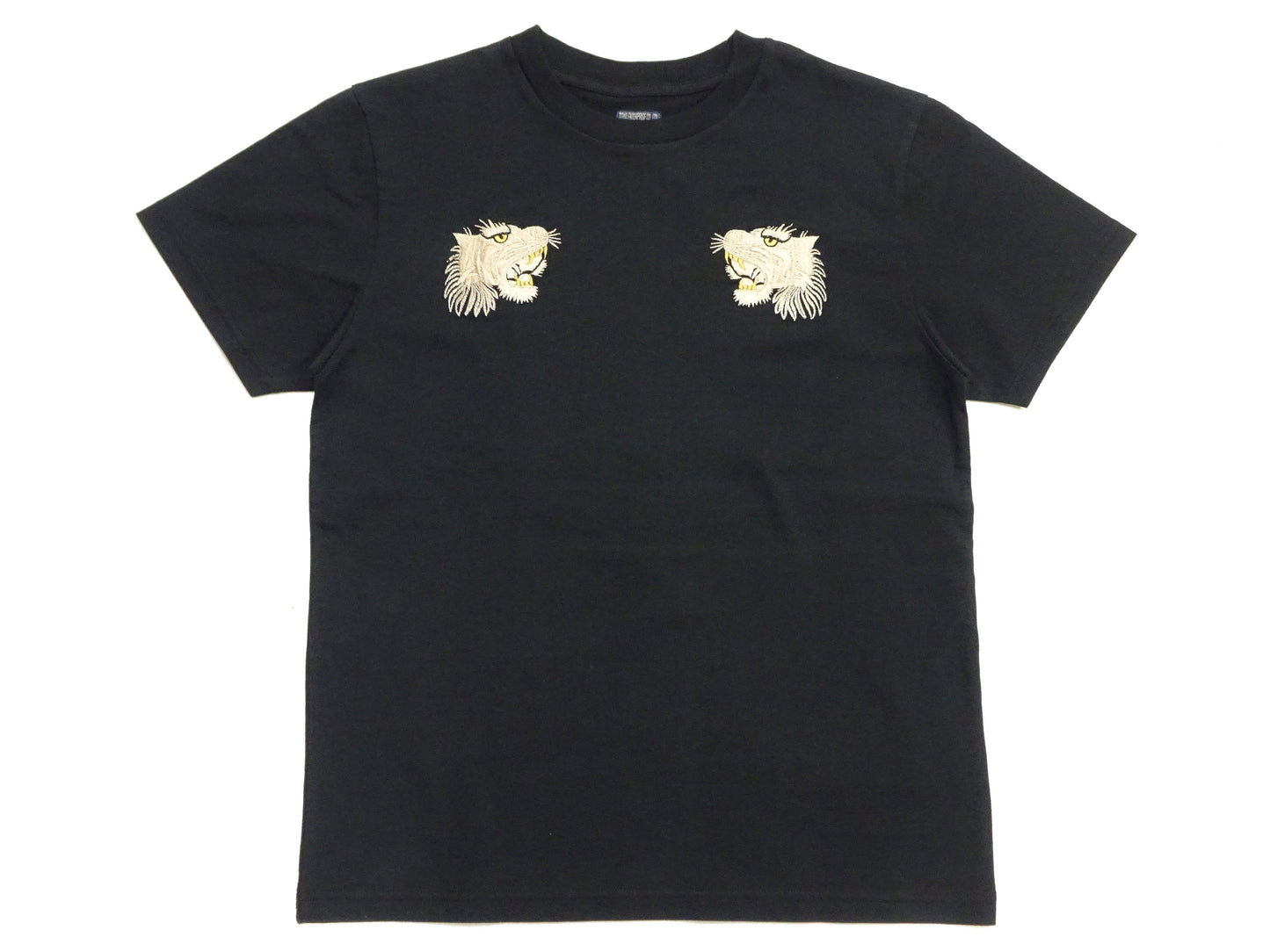 Tailor Toyo Men's Tiger-Embroidered Short Sleeve T-Shirt, Sukajan-Inspired Cotton Tee (Toyo Enterprises TT79743 119 Black)